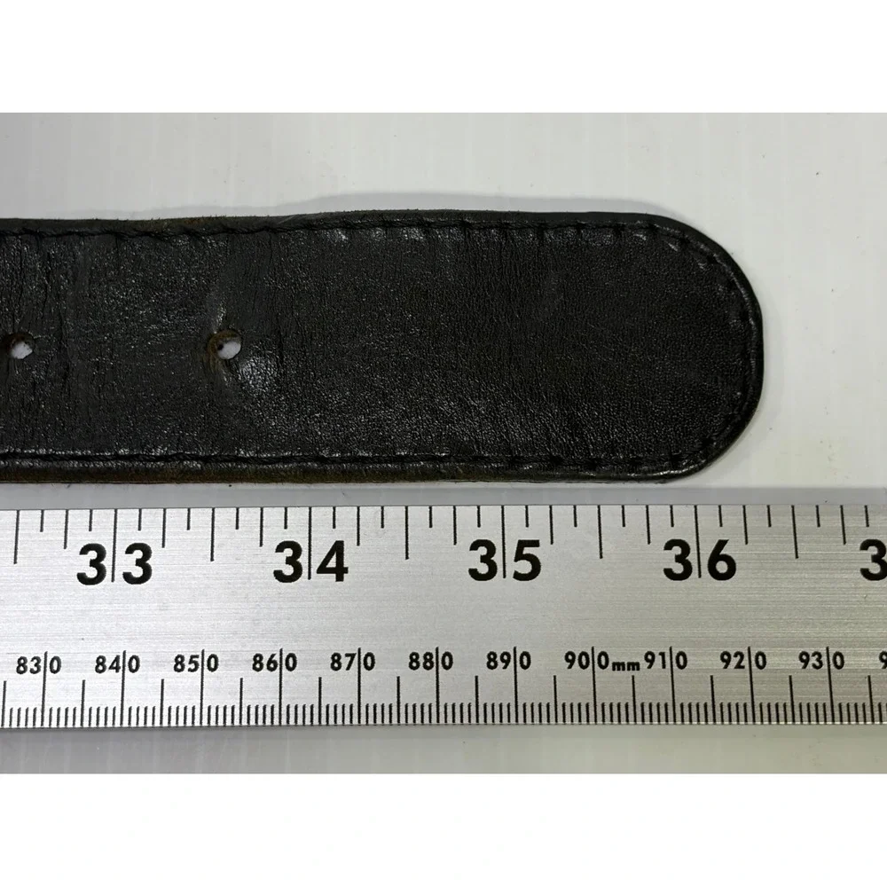 VTG Sunbelt Rosner Black Leather Y2K Western Studded Belt Gunmetal Buckle 36x1.5